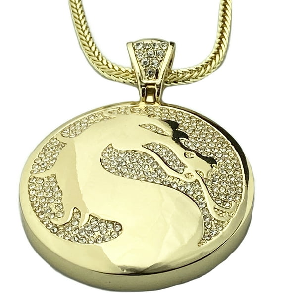 MENS HIP HOP GOLD CROSS & JESUS PENDANT W/ 36" FRANCO CHAIN NECKLACE MENS HIP HOP GOLD CROSS & JESUS PENDANT W/ 36" FRANCO CHAIN NECKLACE